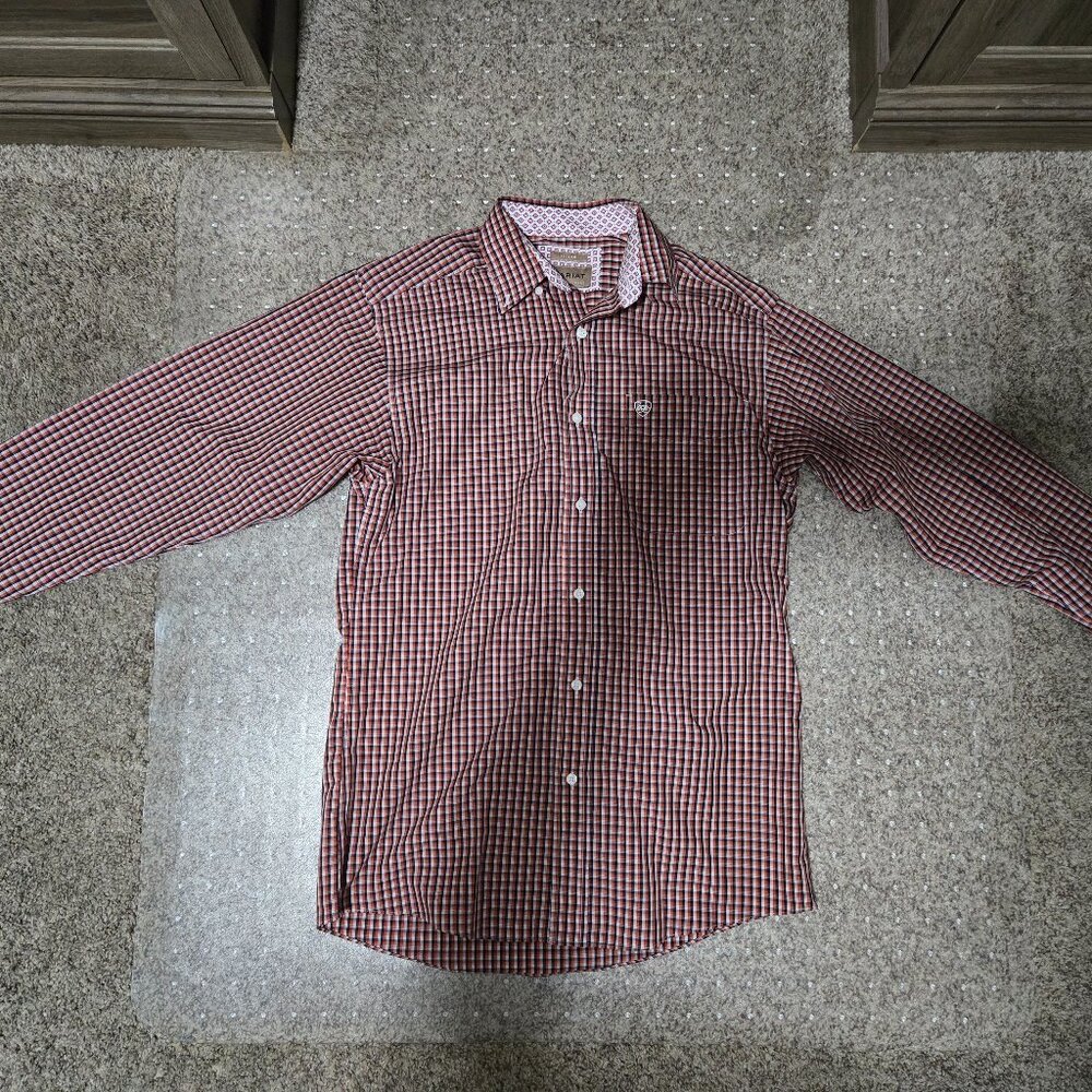 Ariat Men's Medium Fitted Red Western Shirt Omari